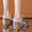 Lucyever Damen Sommer Pantoffel Sandalen Mode Hgih Heels Open Toe Kristall Sandalen Damen Strass Böhmen Strand Flip Flops