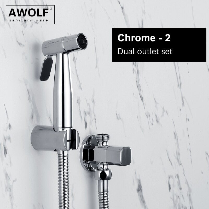 Awolf Rose Gold Hygienischer Duschkopf Handtoilette Bidet Sprühset Edelstahl Shattaf Messingventil Analdusche AP2102