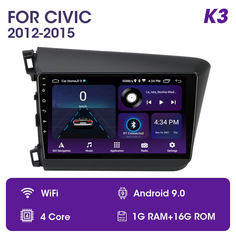 Vtopek 9" 4G Carplay DSP 2din Android 11.0 Autoradio Multimedia Video Player Navigation GPS für HONDA CIVIC 2012-2015 Haupteinheit