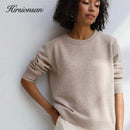Hirsionsan Winter Oversized Sweater Women 2022 Elegant Knitted Basic Pullovers O Neck Loose Soft Female Cashmere Jumper