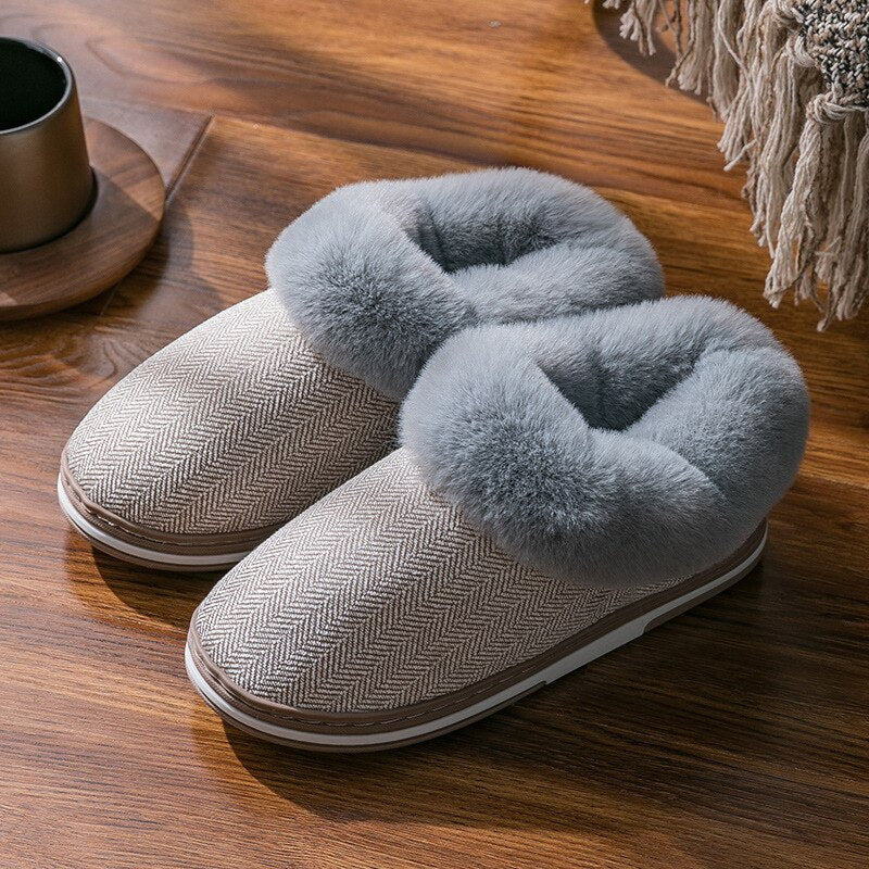 2022 Faux Fur Winter Warm Shoes Woman Men Indoor Slippers Soft Plush Anti-slip Lovers Home Floor Slipper Cotton Slides SH08271