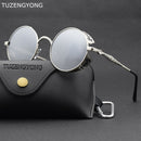 TUZENGYONG Fashion Polarized Steampunk Sunglasses Men/Women Round Metal Carving Vintage Sun Glasses Gothic UV400 Sunglass