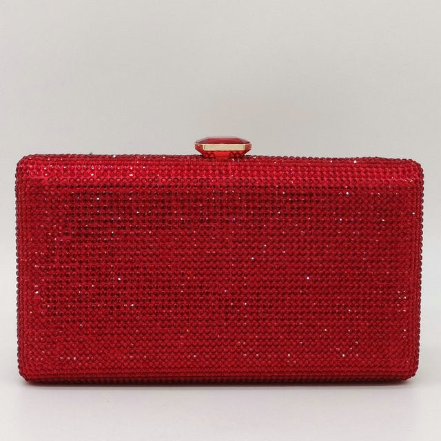 Boutique De FGG Fuchsia Damen Kristall Clutch Abendtaschen Hochzeit Braut Strass Box Handtaschen Party Dinner Diamond Geldbörse