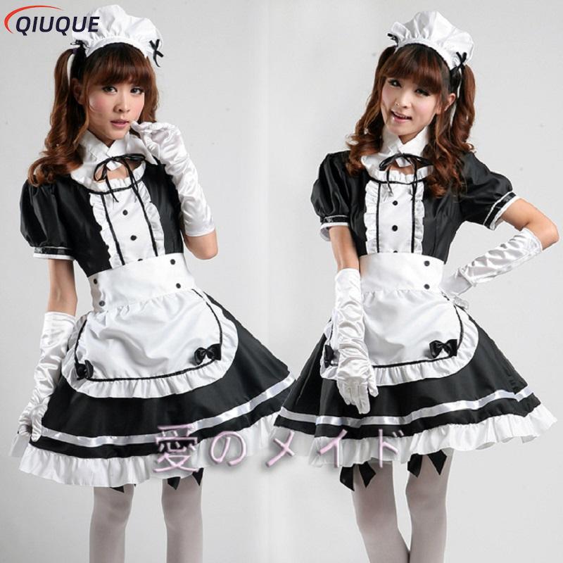 ¡Atuendo de sirvienta para mujer, vestidos góticos dulces de Lolita, K-ON de Anime! Disfraz de cosplay Delantal Uniformes de vestir Tallas grandes Disfraces de Halloween