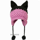 BomHCS Cute Fox Ears Beanie Winter Warm 100% Gorro de punto hecho a mano