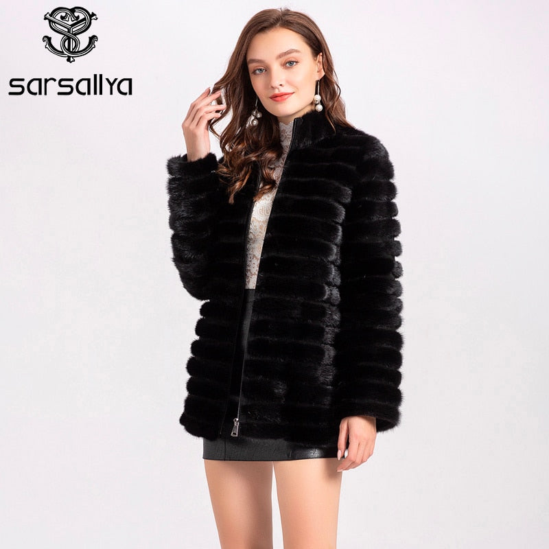 Natural Mink Coats Women Winter Real Fur Mink Jacket Female Genuine Fur Coat Hooded Black Fashion Luxury Clothes Ladies 2022 New