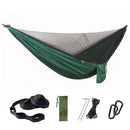Camping Hammock with Mosquito Net Double Hammock Travel Hammock,Backpacking Hammock Portable Parachute 5+1 Ring Strap Hammock