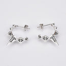 Andywen 100% 925 Sterling Silber Schwarz Emaille Schwarz Zirkon Lange Spike Creolen Piercing Ohrringe Anhänger Damen Luxus CZ Schmuck