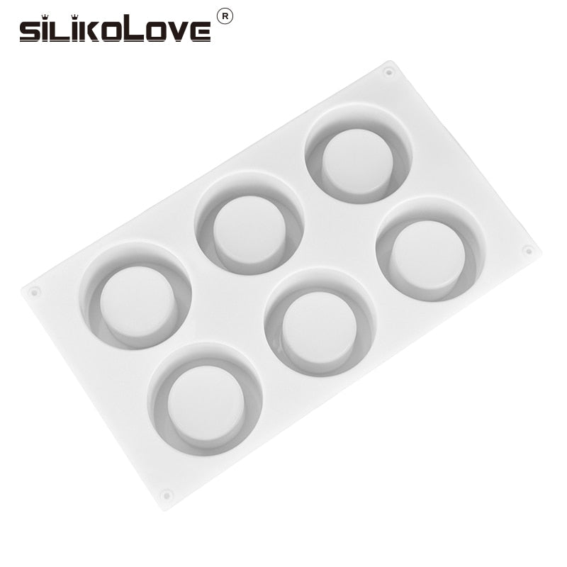 SILIKOLOVE 6 Holes Pudding Cup Art Cake Mould Pan 3D Silicone Pastry Mold Mousse Silikonowe Chocolate Moule Baking