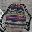 2022 Women Fabric Backpack Female Gypsy Bohemian Boho Chic Aztec Ibiza Tribal Ethnic Cottage Soft Brown Drawstring Rucksack Bags