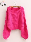 H.SA Roupas Femininas Women Pull Sweaters 2021 New Yellow Sweater Jumpers Candy Color Harajuku Chic Short Sweater Twisted Pull