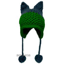 BomHCS Cute Fox Ears Beanie Winter Warm 100% Gorro de punto hecho a mano