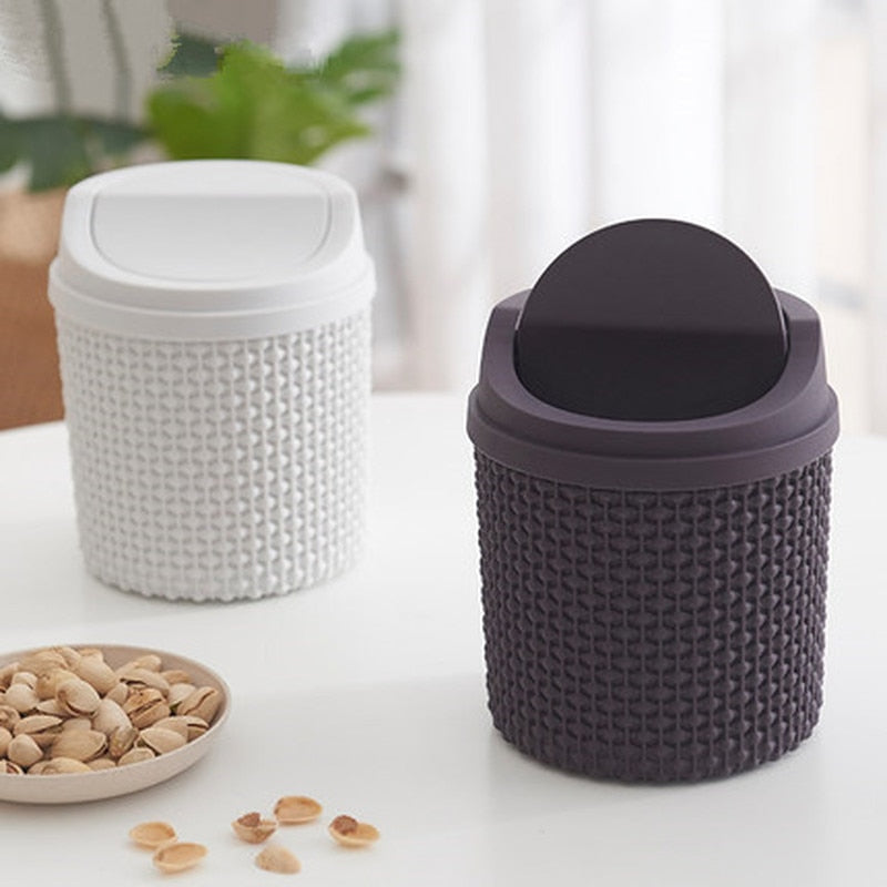 Garbage Bin Desktop Trash Can Home Bedroom Bedside Mini Waste Trash Bin Kitchen Garbage Box Table Dustbin Sundries Storage Box