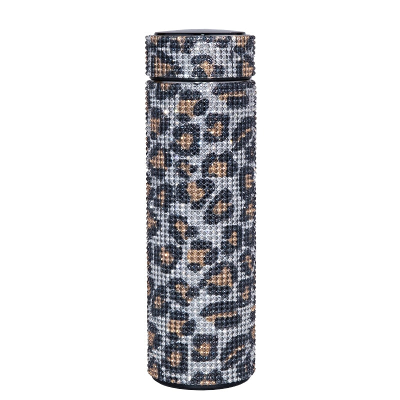 480ml Smart Diamond Thermos Bottle Temperature Display Stainless Steel Water Bottle for Girls Coffee Cup Thermos Mug Adult Gift