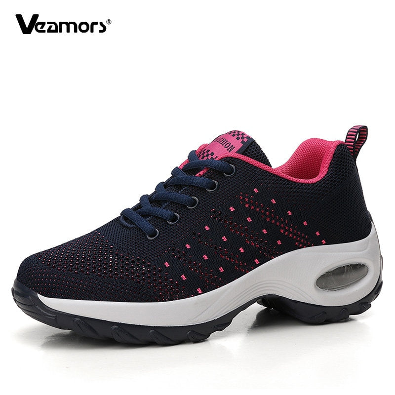 Women Sneakers Mesh Running shoes Ladies Walking Dancing Sport Shoes Outdoor Air Cushion Breathable Footwear Lace up Sneakers