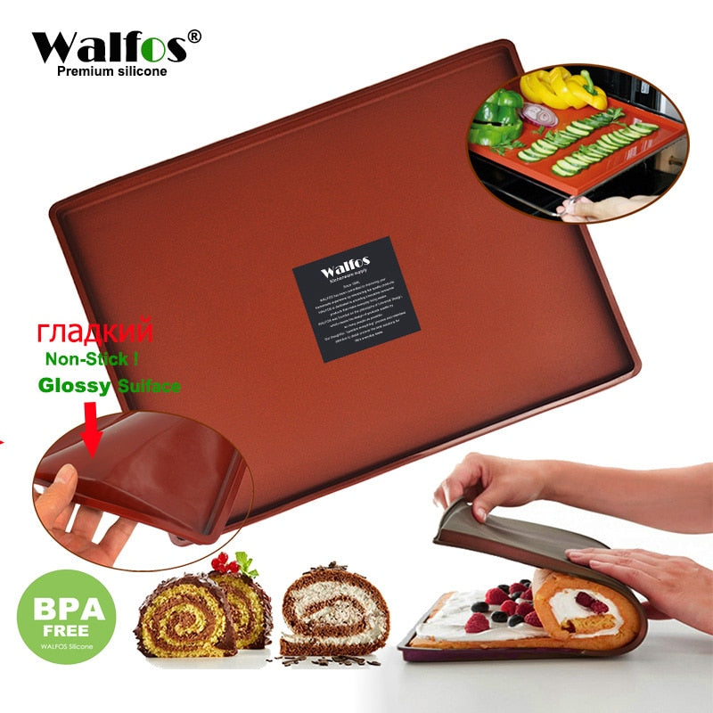 WALFOS FOOD GRADE Silicone Baking Mat DIY Multifunction Cake Pad  Non-Stick  Oven Liner Swiss Roll Pad Bakeware Baking Tools