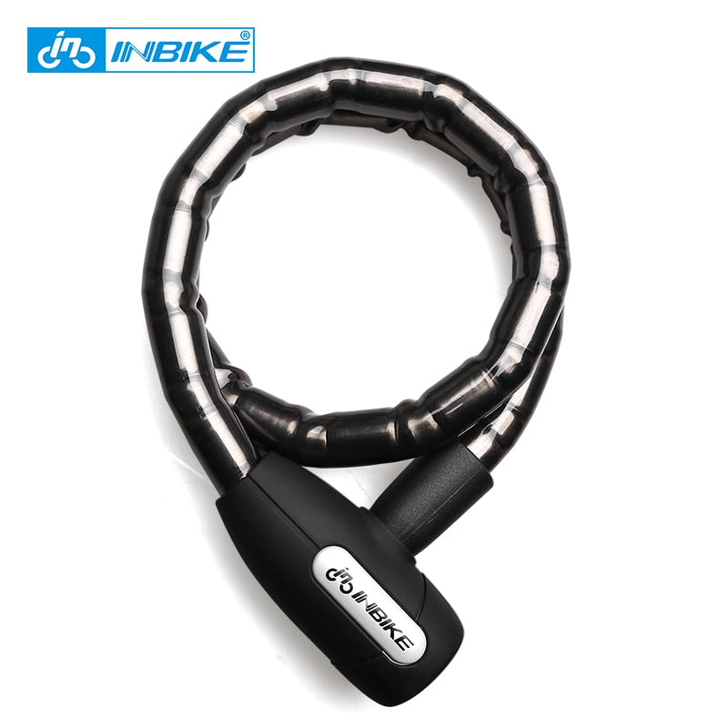 Candado de bicicleta INBIKE, candado de Cable antirrobo de 0,85 m, resistente al agua, para ciclismo, motocicleta, ciclo MTB, candado para bicicleta con llave iluminada CB106