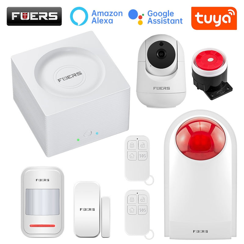 Sistema de alarma FUERS G95 Wifi GSM, alarma de vida inteligente, sistema de alarma de seguridad para el hogar, aplicación Tuya, Alexa, alarma antirrobo para el hogar inteligente de 433MHz