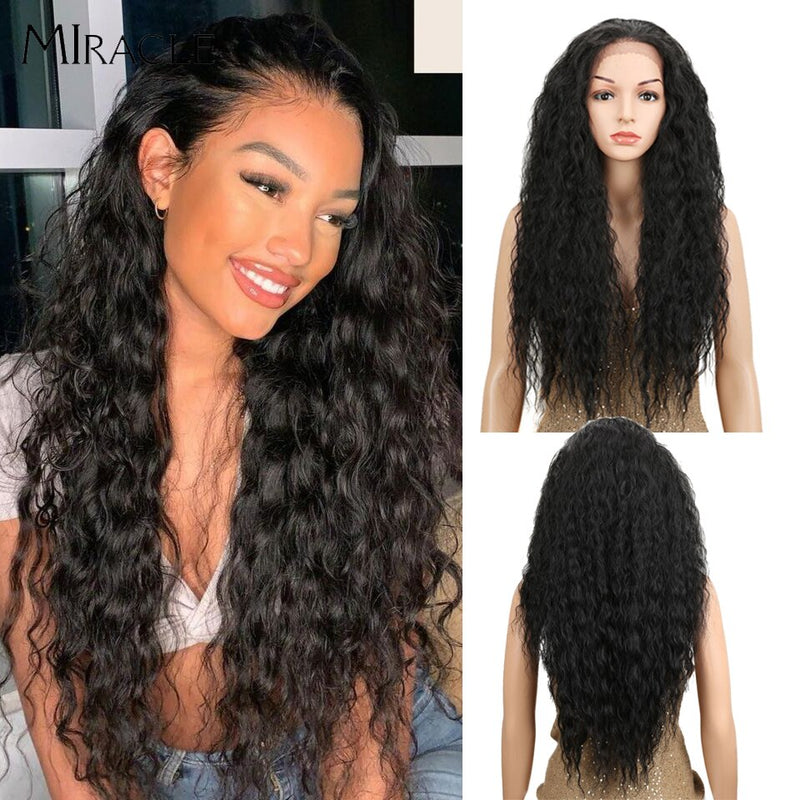 13*4 Synthetic Lace Front Wig Curly Afro Wigs Cosplay Wig Ombre Blonde Lace Front Wig For Women 30Inch Natural Wigs Miracle Hair