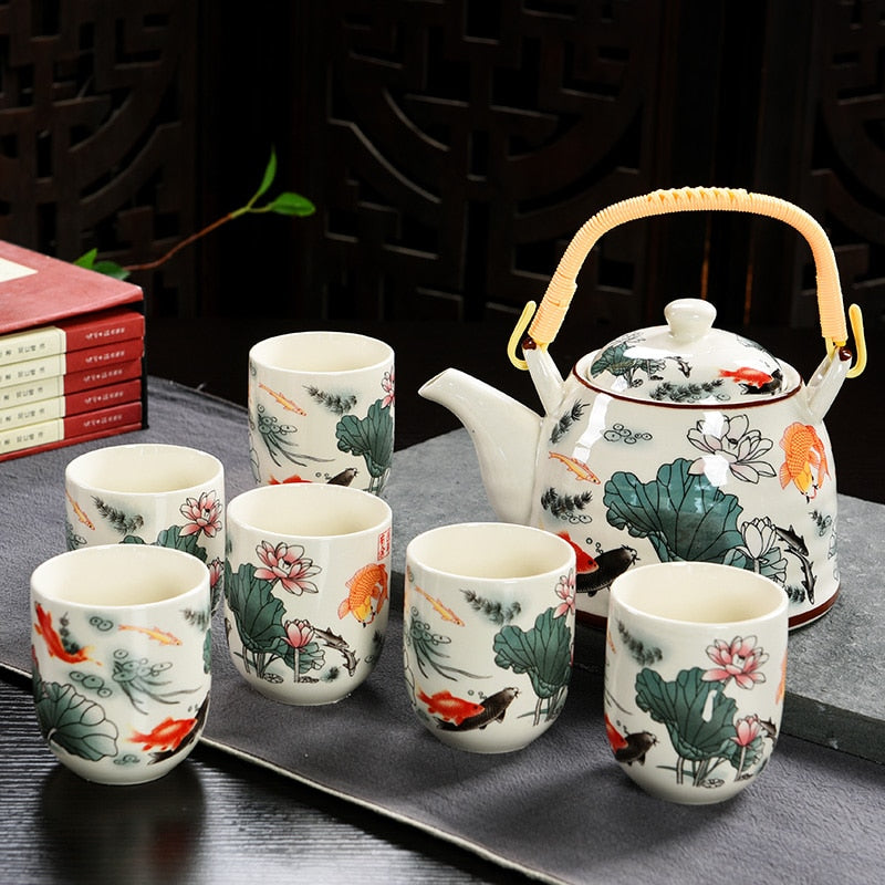 Hot Sale Yixing Ceramic Tea Set Tea Tray Outdoor Camping Mountaineering TeaSet Chinese Tea Ceremony NLSLASI tea pot and cup set