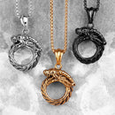 Ouroboros serpiente dragón hombres collares largos colgantes cadena Hip Hop para niño hombre Acero inoxidable joyería creatividad regalo al por mayor