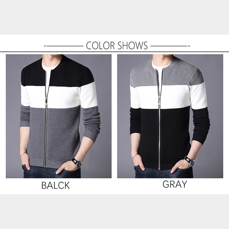 BROWON 2022 Autumn Men New Casual Cardigan Sweater Jumper Men Winter Fashion Striped Pockets Knit Outwear Coat Sweater Men