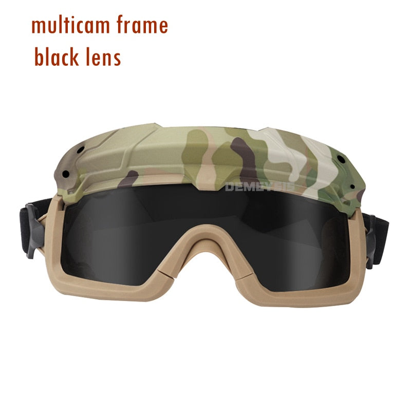 Tactical Airsoft Paintball Goggles Windproof Anti Fog CS Wargame Hiking Protection Goggles Fits for Tactical Helmet