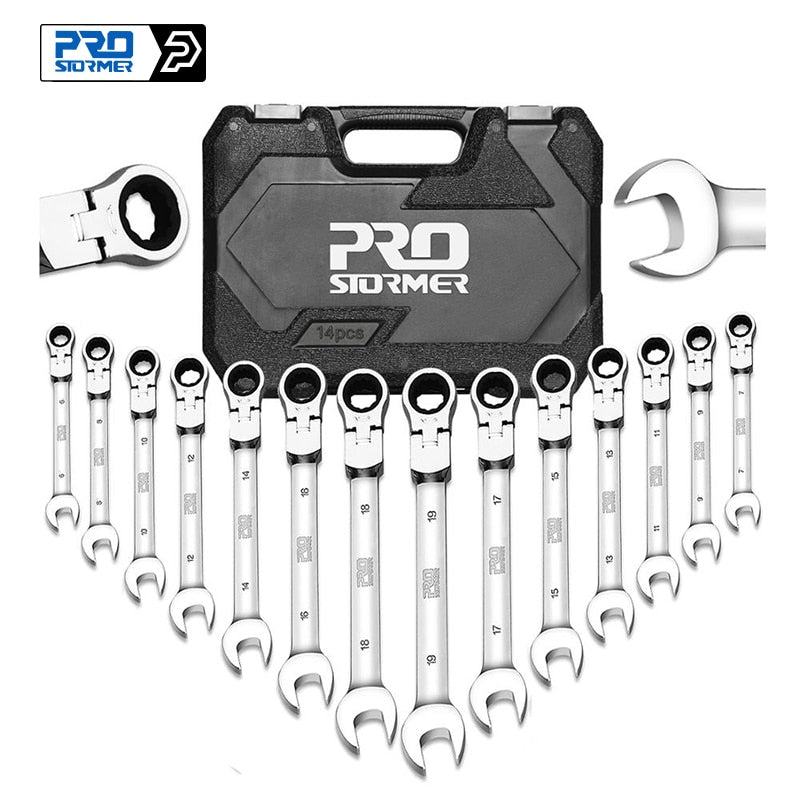 PROSTORMER 14-teiliges Schlüssel-Set Multitool-Ratschenschlüssel-Set Handwerkzeugschlüssel-Set Universalschlüssel-Werkzeug Autoreparaturwerkzeuge