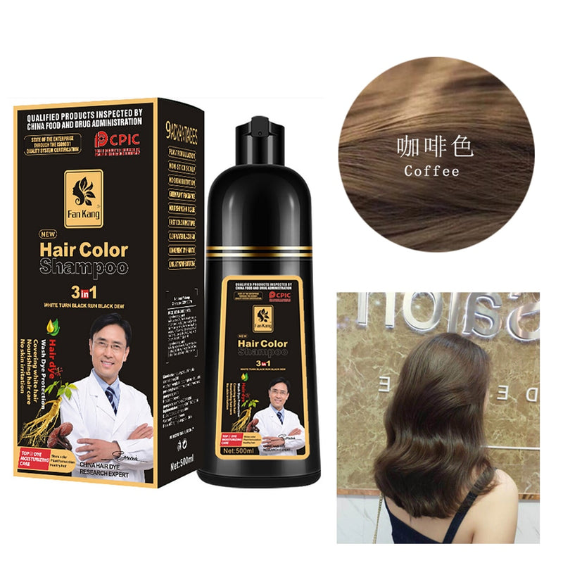 500ml Essence Black Hair Dye Shampoo Covering Hair Permanent Hair Color Dye Shampoo Natural Argan Oil Essence Instant