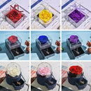 Joyero de rosa eterna natural para el día de la madre / w 100 idiomas Collar de amor Flores preservadas Anillo de propuesta Caja Regalos para ella