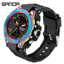 SANDA Brand Men's Watch Military Outdoor Sports Waterproof Watches Dual Display Quartz LED Digital Clock Relogio Masculino