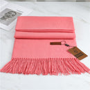 2022 Winter Cashmere Scarf Women Thick Warm Pashmina Shawls Wraps Solid Color Tassel Lady Blanket Echarpe Bufanda Hijab