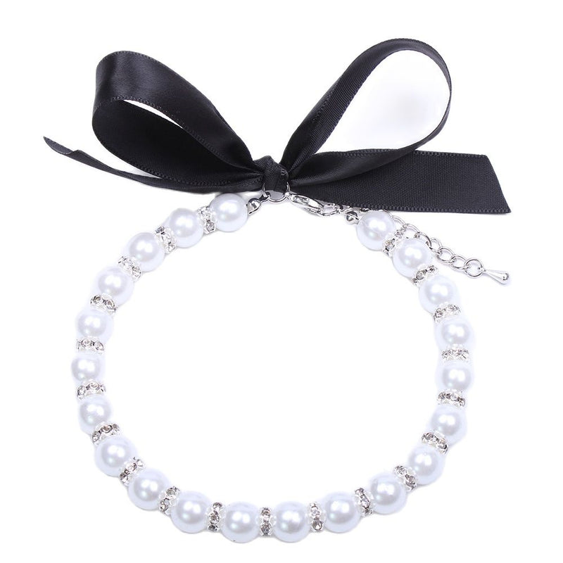 Pearls Dog Necklace Cat Collar with Bling Accessories Pet Puppy Jewelry for Female Dogs Cats