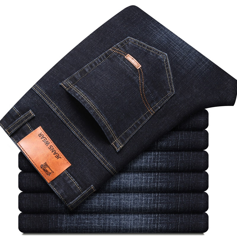 2022 Gerade Herren Klassisch Blau Schwarz Grau Denim Elastische Regular Fit Herren Stretch Jeans Business Casual Style Hosen