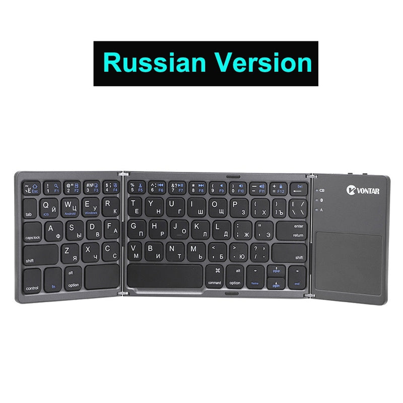 Folding Bluetooth Keyboard Wireless Klavye English/Russian/Spanish/Arabic/Hebrew/Portugues for IOS/Android/Windows ipad Tablet