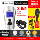 Bicycle Light USB Rechargeable Bike Odometer Front Light Flashlight with Computer LCD Speedometer Cycling Head Lantern Horn