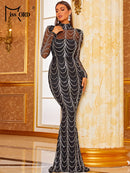 Missord Sequins See Though Women Maxi Long Evening Dresses 2021 Autumn Winter High Neck Wave Elegant Long Sleeve Party Dress