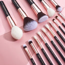 Jessup Makeup Brush set Foundation buffer shader brush 15pcs Black/Rose gold Natural-Synthetic Hair Kисти для Mакияжа