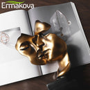 ERMAKOVA 27cm Kissing Couple Human Face Sculpture Resin Mask Statue Tabletop Ornament for Home Decor, Wedding Gifts