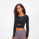 Nepoagym WIND Women Long Sleeve Cropped Top with Padded Bra Soft Yoga Top Comfortable Gym Workout Shirts
