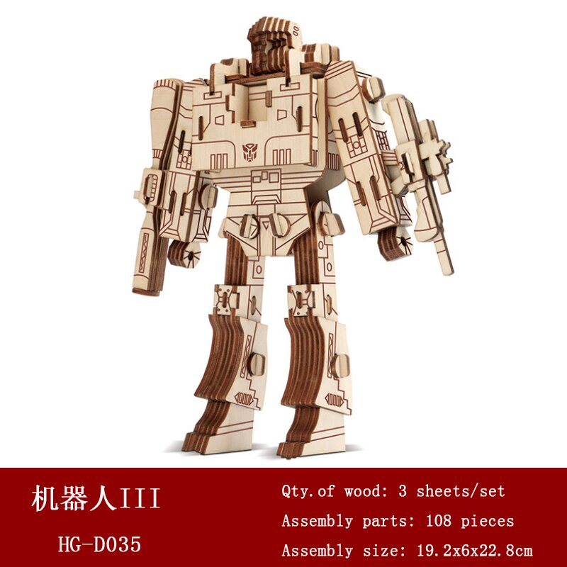 Robot Model Wood Puzzles Laser Cutting 3D Wooden Jigsaw Puzzle Educational Toys DIY Indoor Handmade Boys Toy For Kids Adults