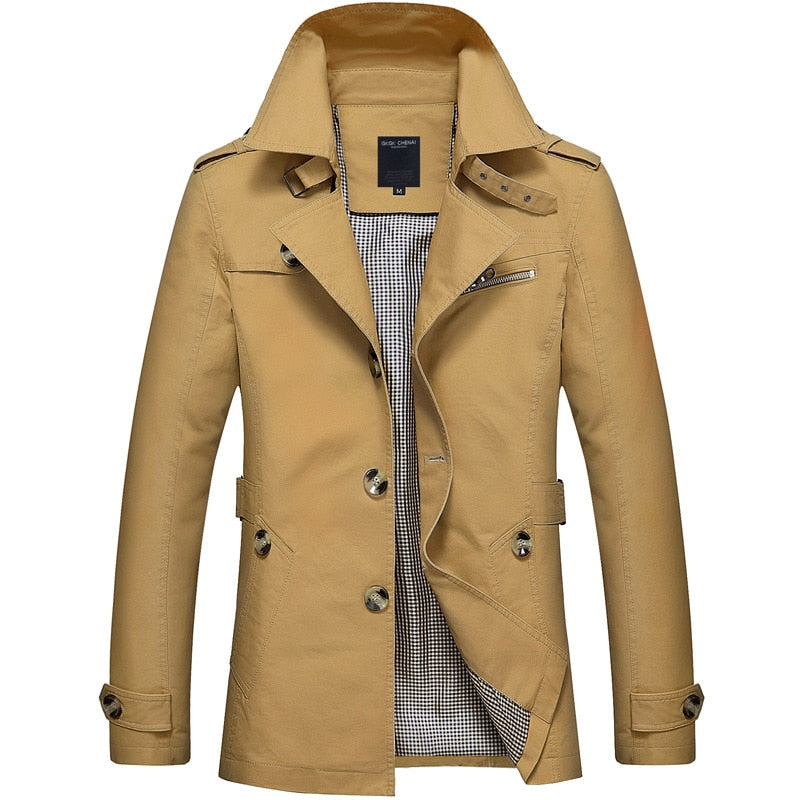 Chaqueta de negocios para hombre, moda de primavera, chaquetas cortavientos largas de algodón para hombre, abrigo informal para hombre, gabardina nueva de otoño 2022, prendas de vestir