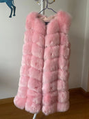 Faux Fur Coat Winter Women 2022 Fashion Casual Warm Slim Sleeveless Long Faux Fox Fur Vest Winter Pockets Jacket Women 5XL