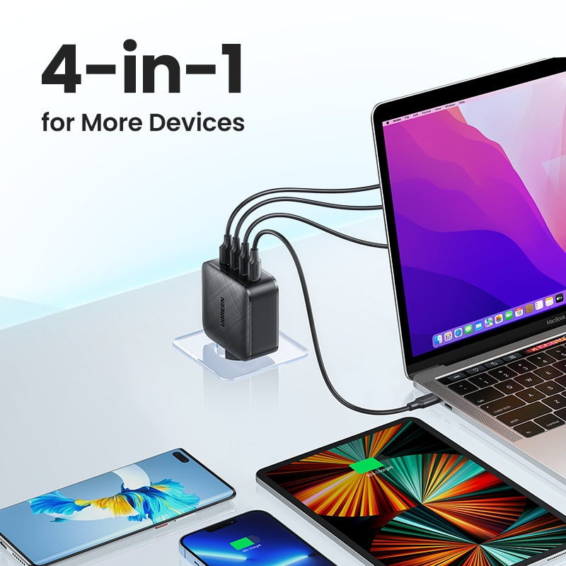 Cargador UGREEN 65W GaN de carga rápida 4,0 3,0 tipo C PD cargador USB con QC 4,0 3,0 cargador rápido para iPhone 14 13 12 Xiaomi Laptop