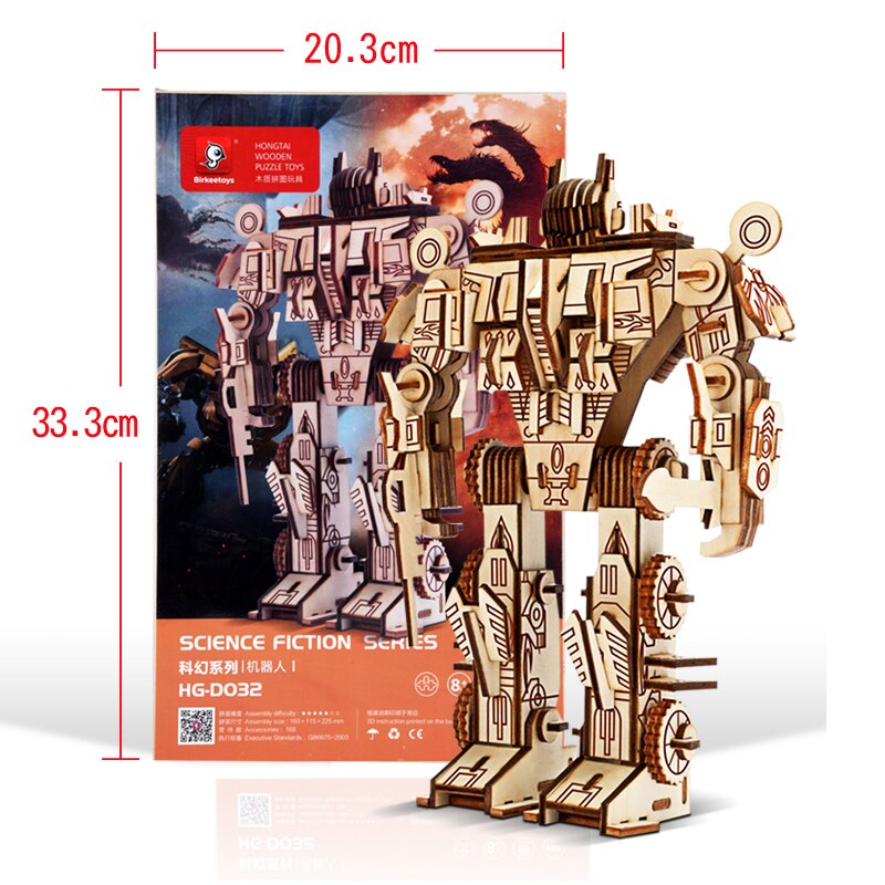 Robot Model Wood Puzzles Laser Cutting 3D Wooden Jigsaw Puzzle Educational Toys DIY Indoor Handmade Boys Toy For Kids Adults