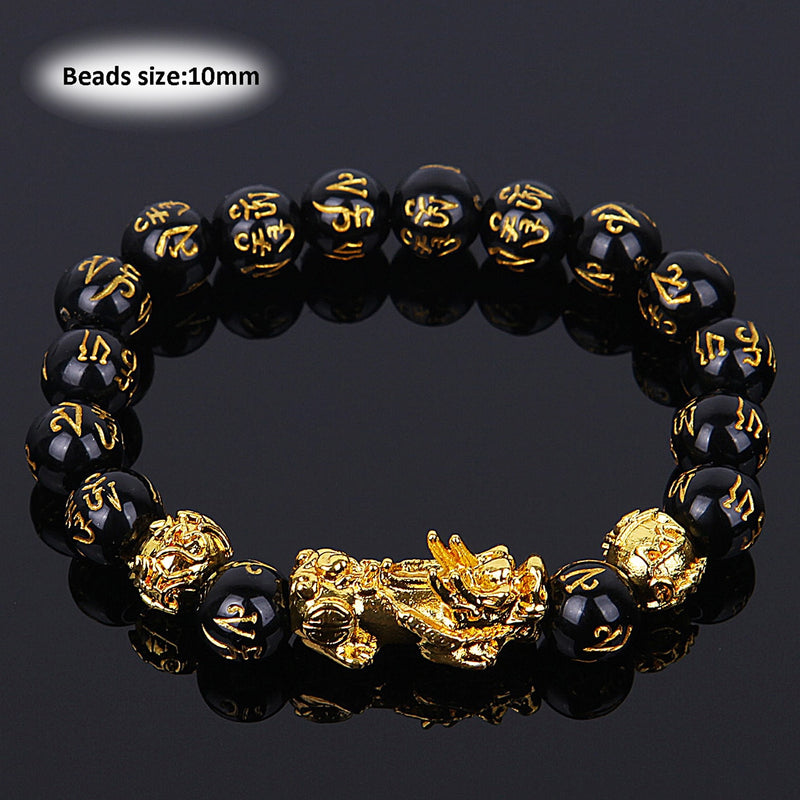 Wealth and Good Luck Chinese Fengshui Pixiu Bracelet Unisex  Wristband Men Women Bracelets Obsidian Beads Bracelet Jewelry Gift