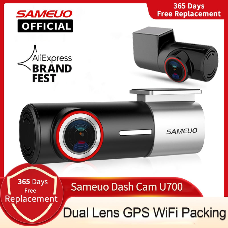 SAMEUO U700 cámara de salpicadero cámara frontal y trasera grabadora QHD 1944P coche DVR con 2 cámaras dashcam WiFi Video grabadora 24H Monitor de estacionamiento