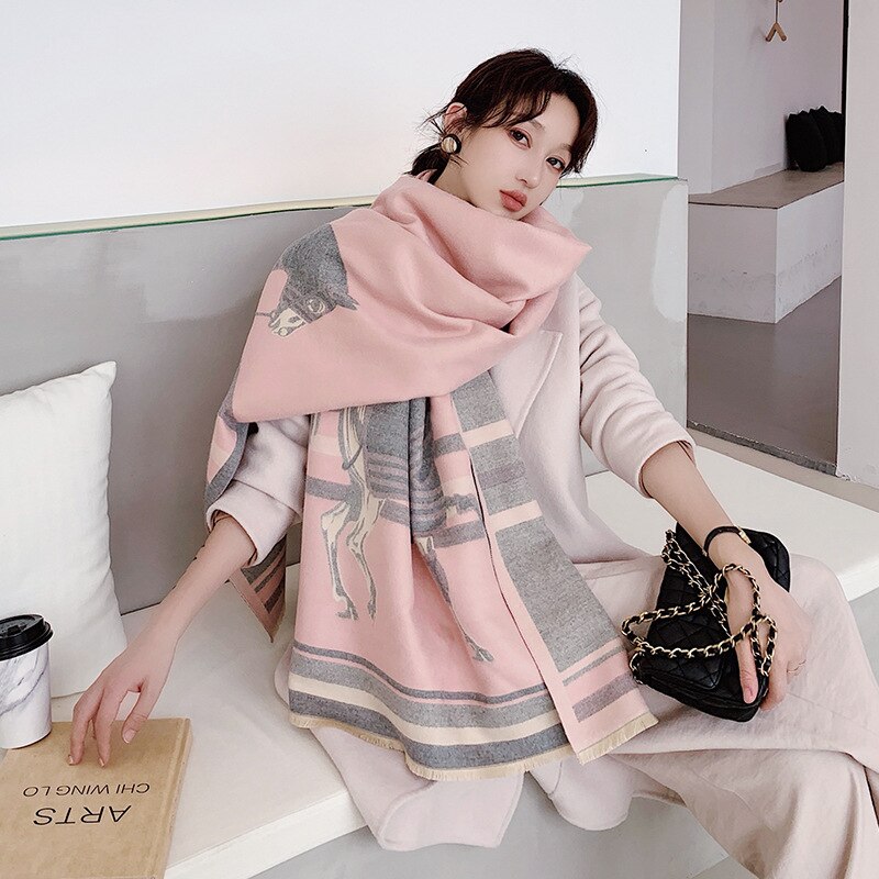 New Letter Cashmere Scarf Winter Fashion Women Double-sided Warm Shawl Female Bufanda High Quality Pashmina Blanket Wraps 2022