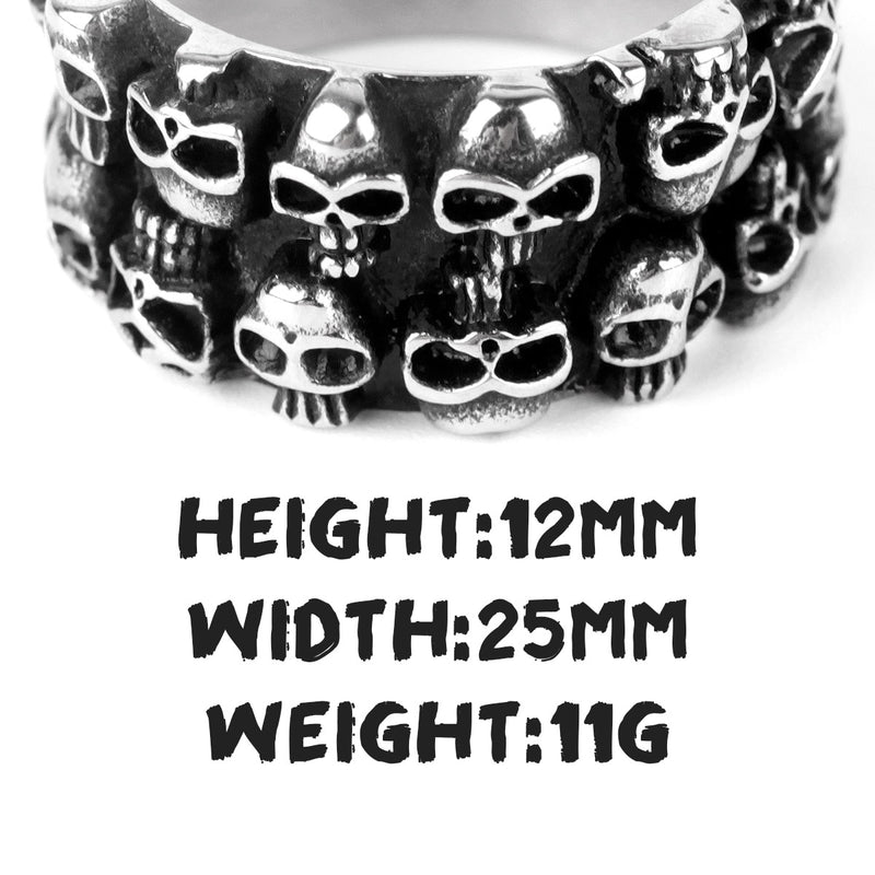 Stainless Steel Man Men Rings Punk Rock Gothic HipHop Domineering Multiple Skull Carving for Biker Male Boy Fashion Jewelry Gift