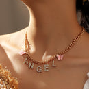 Bohemian Girl Cute Butterfly Rhinestone Letter Necklace Girl Necklace for Women BABY HONEY ANGEL Short Trend New Jewelry Gift